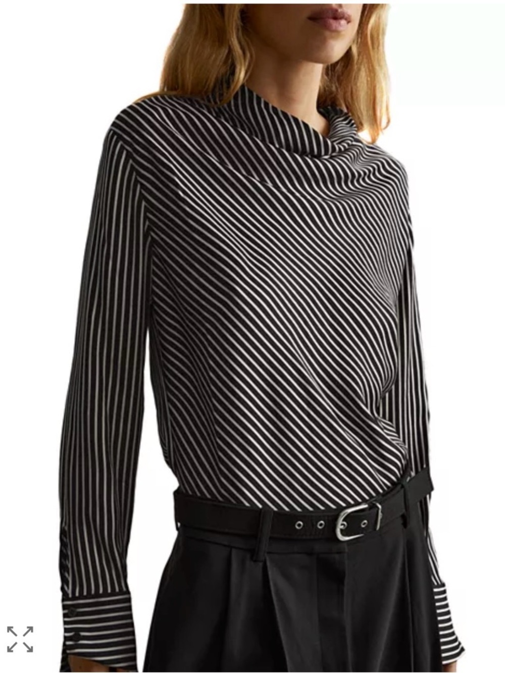 Reiss Addison Striped Cowl Neck Blouse